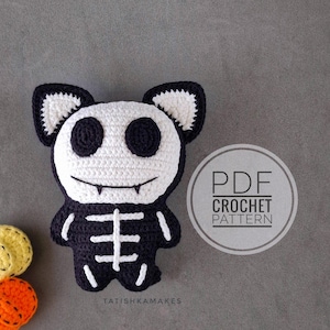 Skeleton Cat crochet pattern. Cat crochet pattern. Amigurumi Cat. Fantasy crochet pattern. Halloween crochet pattern. Halloween Decor.