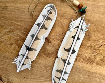 Barn Owl Leather Feather Accessory hat clip fascinator hair tie