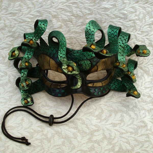 Medusa Mask... original leather medusa mask wearable art masquerade mask