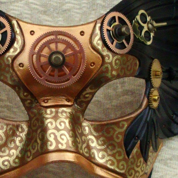 Il Tempo Vola V13... original mixed media handmade winged Venetian clockwork mask