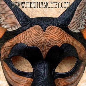 Leather Mask MADE TO ORDER Coyote Mask... masquerade leather mask animal costume mardi gras Halloween burning man cosplay black
