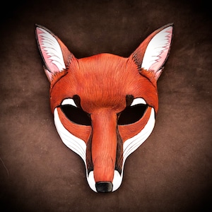 Handmade Leather Red Fox Mask: Costume, Mardi Gras, Halloween Made To Order