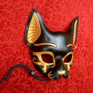 Leather Mask MADE TO ORDER Traditional Bast Leather Mask... masquerade egyptian cat costume mardi gras halloween burning man splicer image 3