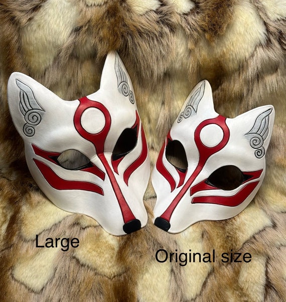 MADE TO ORDER Leather Okami Kitsune Mask: Japanese Fox Costume - Etsy
