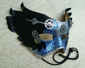Il Tempo Vola V6... original mixed media handmade winged Venetian clockwork mask
