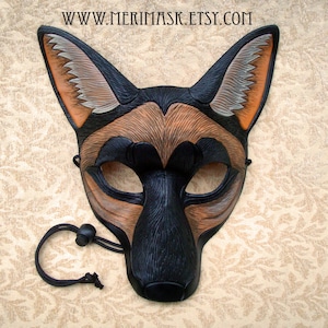 Leather Mask MADE TO ORDER Coyote Mask... masquerade leather mask animal costume mardi gras Halloween burning man cosplay image 7