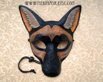 Leather Coyote Mask Animal Costume, Cosplay, Halloween, made to order