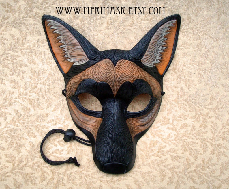 Leather Mask MADE TO ORDER Coyote Mask... masquerade leather mask animal costume mardi gras Halloween burning man cosplay image 7