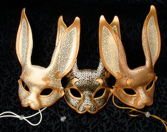 Leather Mask MADE TO ORDER Venetian Rabbit Mask... masquerade bunny costume mardi gras halloween burning man splicer