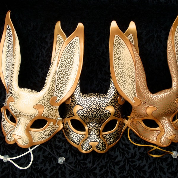 Leather Mask MADE TO ORDER Venetian Rabbit Mask... masquerade bunny costume mardi gras halloween burning man splicer