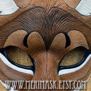 Leather Mask MADE TO ORDER Coyote Mask... masquerade leather mask animal costume mardi gras Halloween burning man cosplay brown