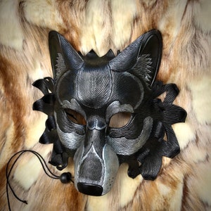 Leather Mask MADE TO ORDER Black Dire Wolf Mask Pattern One ...