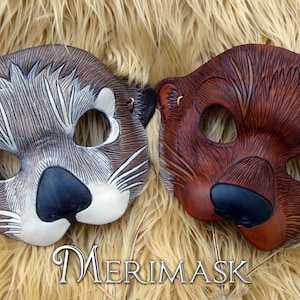 Leather Mask MADE TO ORDER Otter Mask... masquerade costume mardi gras halloween burning man cute sea otter river otter