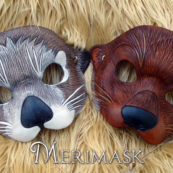 Leather Mask MADE TO ORDER Otter Mask... masquerade costume mardi gras halloween burning man cute sea otter river otter