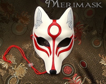 READY TO SHIP  Kitsune Leather Mask... costume Japanese fox masquerade burning man mardi gras halloween festival