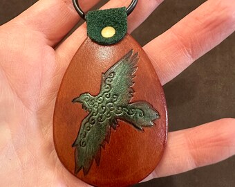 READY TO SHIP Raven Keychain… leather handmade key ring original collectible limited edition crow corvid art