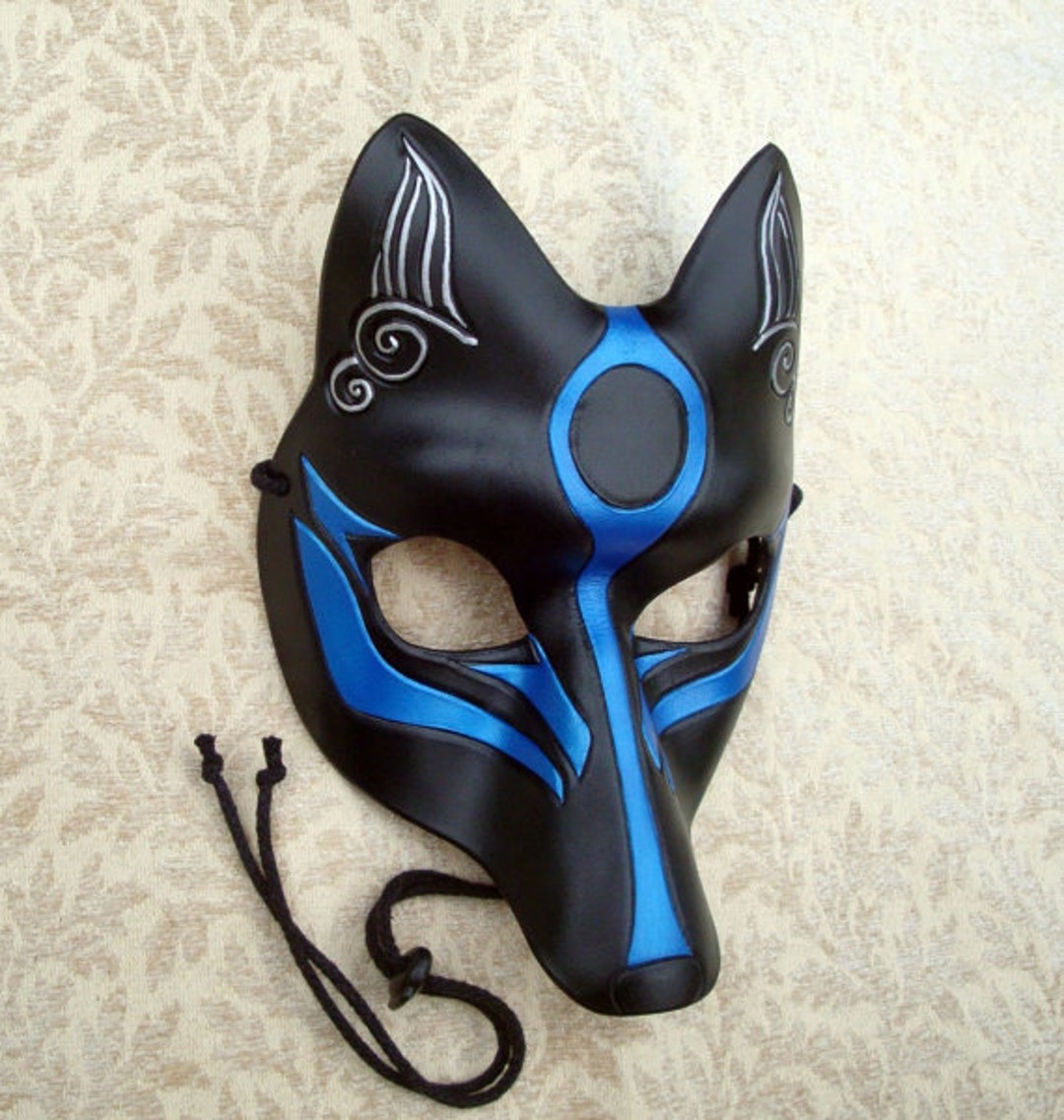 Leather Mask MADE TO ORDER Okami Kitsune Mask... Masquerade Japanese Fox Mask Costume Mardi Gras
