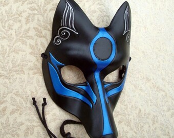 Leather Mask MADE TO ORDER Okami Kitsune Mask... masquerade Japanese fox mask costume mardi gras halloween burning man splicer