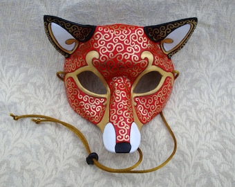 Leather Mask MADE TO ORDER  Leather Venetian Fox Mask... masquerade costume mardi gras halloween burning man