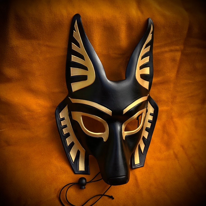 Leather Mask MADE TO ORDER Anubis Mask... masquerade egyptian jackal costume mardi gras halloween Art Deco image 3