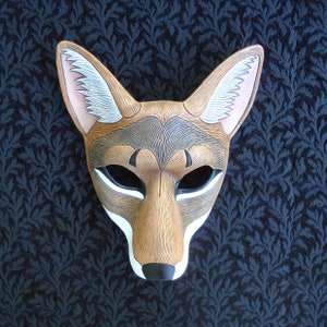 Leather Mask MADE TO ORDER Coyote Mask... masquerade leather mask animal costume mardi gras Halloween burning man cosplay image 1