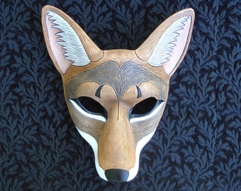 Leather Mask MADE TO ORDER Coyote Mask... masquerade leather mask animal costume mardi gras Halloween burning man cosplay
