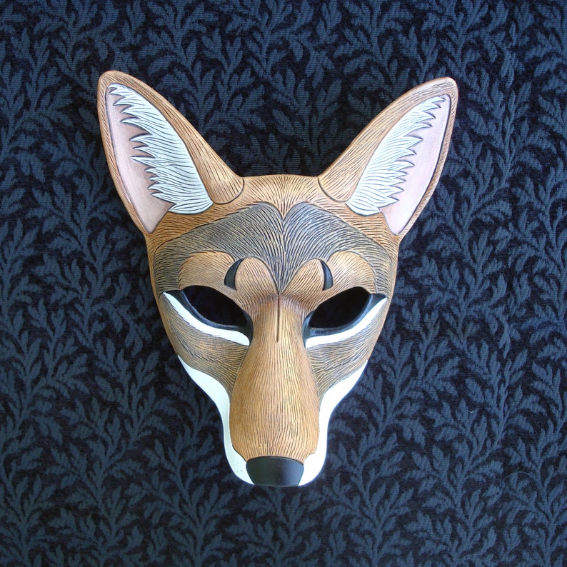 Leather Mask MADE TO ORDER Coyote Mask... masquerade leather mask animal costume mardi gras Halloween burning man cosplay image 1