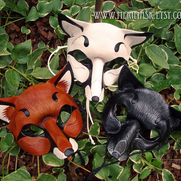 Leather Mask MADE TO ORDER Fox Mask... masquerade fox foxes costume mardi gras halloween burning man splicer