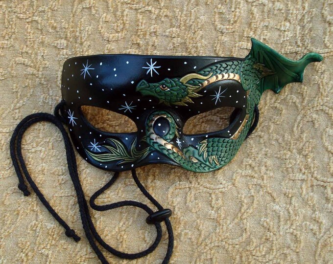 Green and Bronze Dragon Mask... Starry Night.... Hand Made Etsy