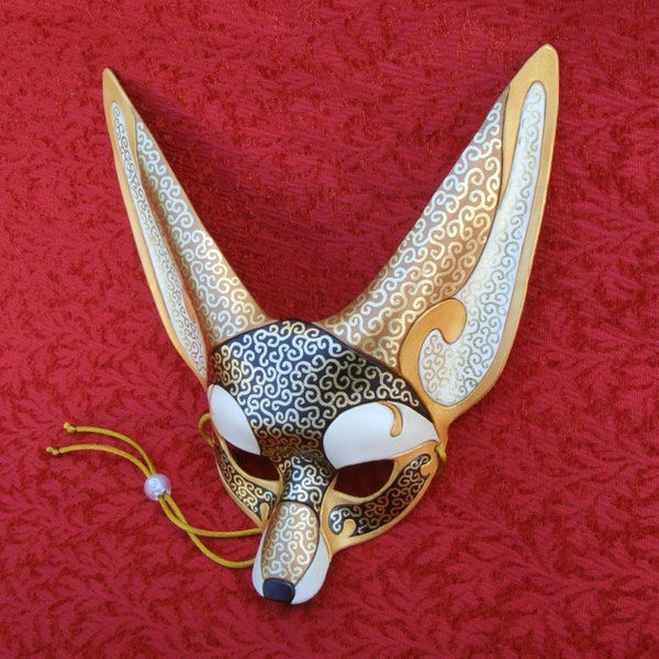 Venetian Fennec Fox Mask... handmade leather mask