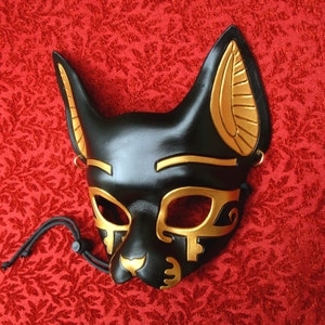 Leather Mask MADE TO ORDER Traditional Bast Leather Mask... masquerade egyptian cat costume mardi gras halloween burning man splicer image 1