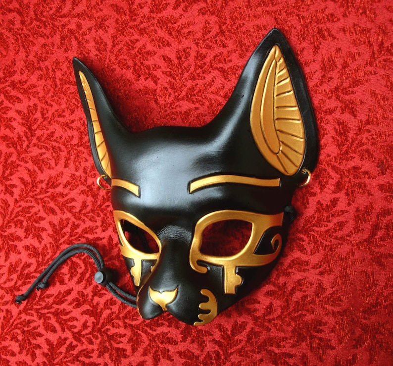 Leather Mask MADE TO ORDER Traditional Bast Leather Mask... masquerade egyptian cat costume mardi gras halloween burning man splicer image 1