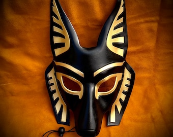 Leather Mask MADE TO ORDER Anubis Mask... masquerade egyptian jackal costume mardi gras halloween Art Deco