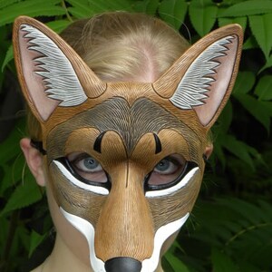 Leather Mask MADE TO ORDER Coyote Mask... masquerade leather mask animal costume mardi gras Halloween burning man cosplay image 6