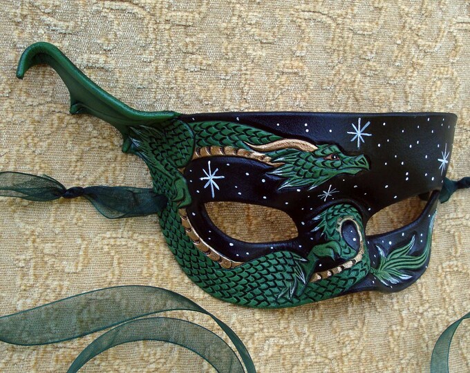 Green and Bronze Dragon Mask...starry Night Etsy
