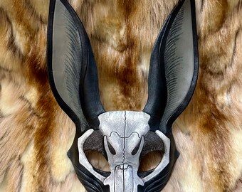 KLAAR VOOR VERZENDING konijn schedel masker... lederen masker konijn kostuum maskerade Burning Man Mardi Gras masker