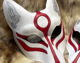 READY TO SHIP Large Kitsune Leather Mask... costume Japanese fox masquerade burning man mardi gras halloween festival