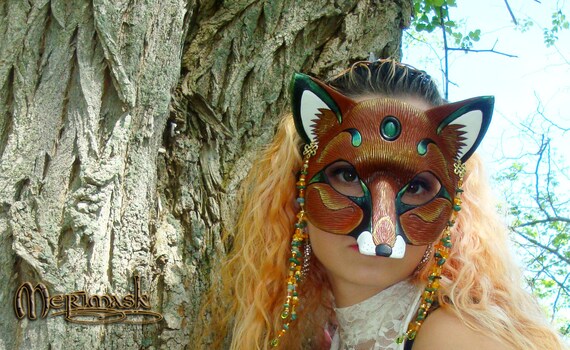Leather Fox Mask: Venetian Style, Mardi Gras Costume (MADE TO