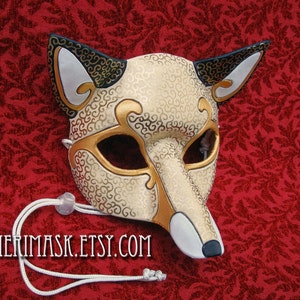 Leather Mask MADE TO ORDER Leather Venetian Fox Mask... masquerade costume mardi gras halloween burning man image 4