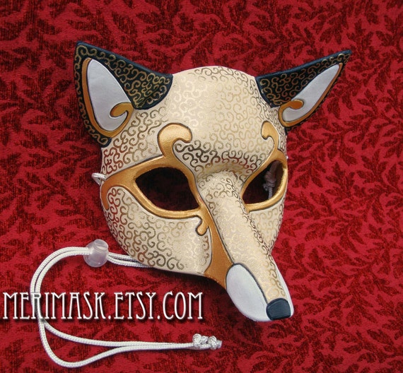 White Red with Hearts Cat Masquerade Mardi Gras Venetian Mask