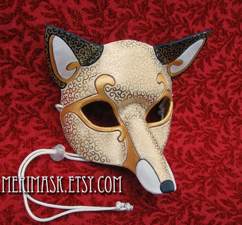 Leather Mask MADE TO ORDER Leather Venetian Fox Mask... masquerade costume mardi gras halloween burning man image 4