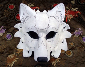 Hand Carved Leather Dire Wolf Mask: made to order Costume Mask