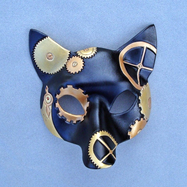 A Clockwork Fox...original handmade leather mask