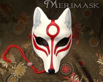 MADE TO ORDER Leather Okami Kitsune Mask: Japanese Fox Cosplay Costume