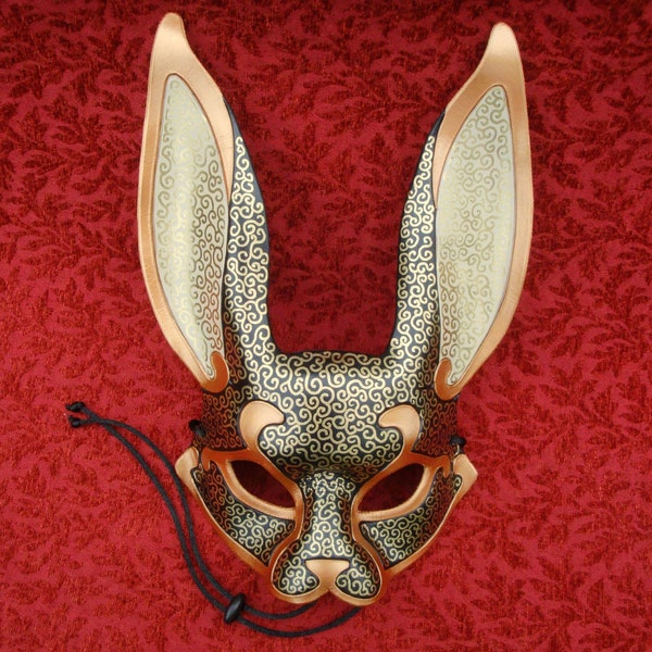 Venetian Rabbit Mask V7...  handmade leather rabbit mask