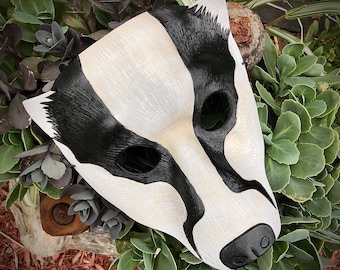 Handmade Leather European Badger Mask: Cosplay, Masquerade Costume Made To Order