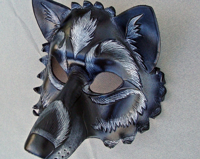 Black and Silver Wolf...original Handmade Leather Wolf Mask - Etsy