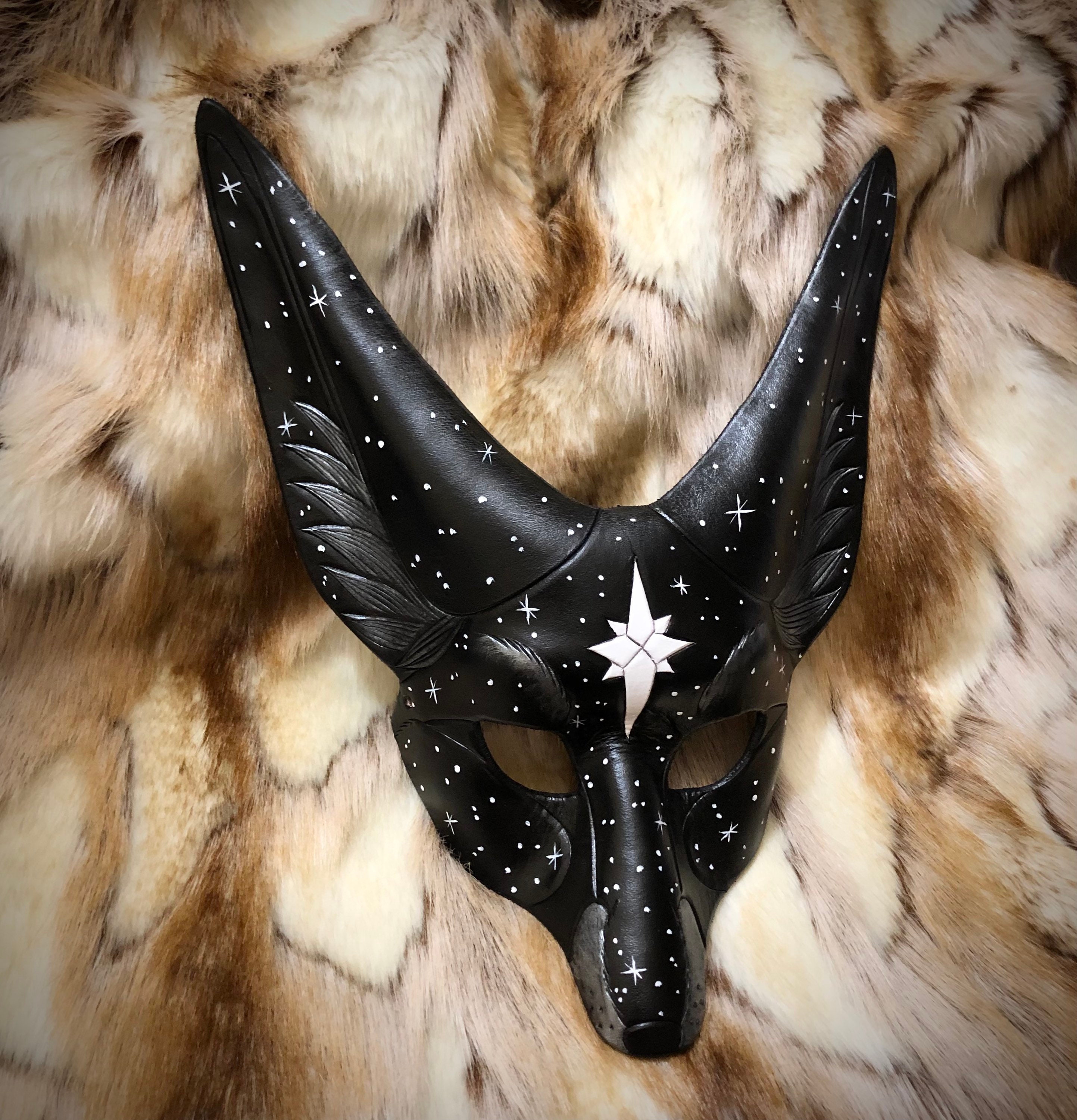 Handmade Leather Fennec Fox Mask: Stellar Fantasy Costume Made to