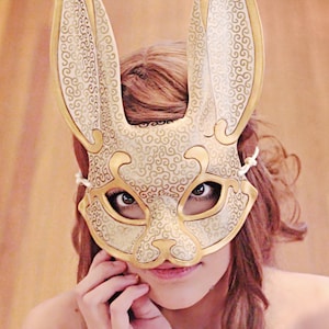 Leather Mask MADE TO ORDER Venetian Rabbit Mask... masquerade bunny costume mardi gras halloween burning man splicer