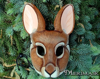 Handmade Leather Rabbit Mask: Cosplay, Masquerade, Mardi Gras Halloween Made To Order